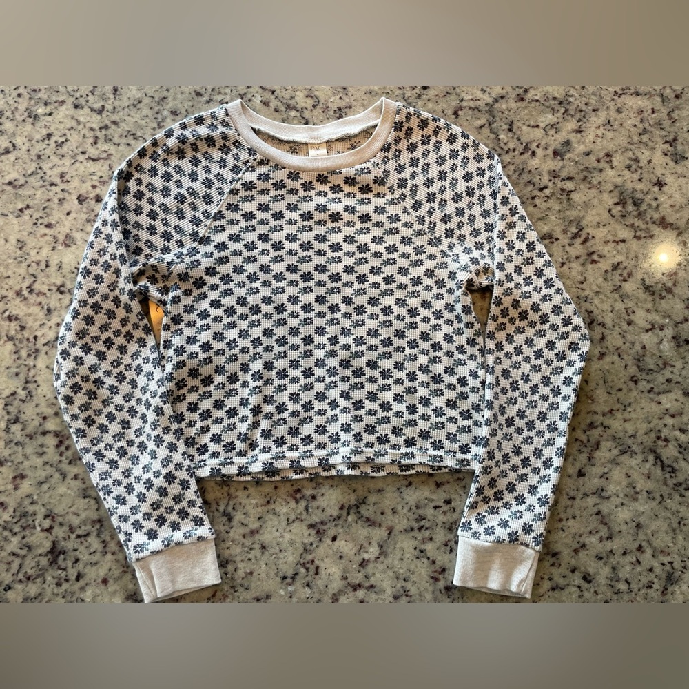 New PAC cares comfy girl cotton cropped long sleeve thermal size M